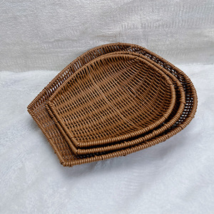 Oval Imitation Rattan Woven <b>Basket</b> Fruit Vegetable Drain Kitchen <b>Storage</b> Tray Eco Friendly 28x27x9cm - Product Image 2