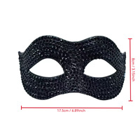 Masque Demi-Visage Doré Scintillant pour Femmes, Matériau Plastique Léger avec Strass en Cristal, pour Fête d'Halloween