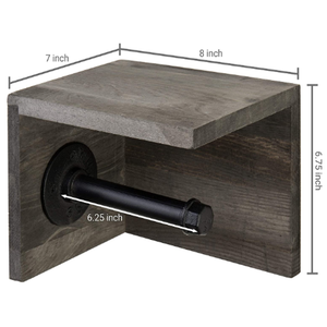 Parete di <span class=keywords><strong>Legno</strong></span> & Tubo di <span class=keywords><strong>Carta</strong></span> <span class=keywords><strong>Igienica</strong></span> Holder & Mensola, Grigio - Product Image 5