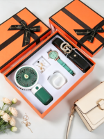 Coffret Cadeau Luxe Tout-en-un pour Femme : Ventilateur Portable Personnalisable, Montre Élégante et Accessoires – Idéal pour Elle