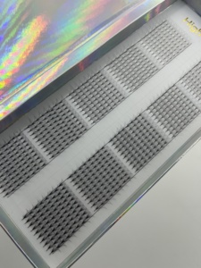 Extensions de cils volumineux avec étiquette et logo personnalisé, cils préfabriqués foncés professionnels, extensions de cils de haute qualité super douces, ventilateur préfabriquées - Product Image 3