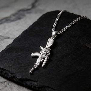 Collier AK-47 en acier inoxydable 316L pour hommes et femmes, pendentif pistolet d'assaut, bijoux hip-hop, chaîne torsadée, cadeau imperméable - Product Image 3