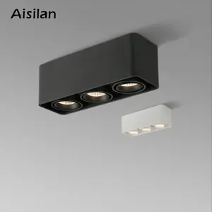 Aisilan garage restaurant unique multi triple heads square box GU10 dimmable downlight fixture flushmount ceiling led light