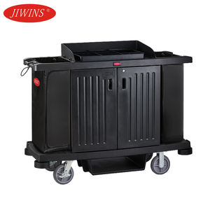 Chariot de service et de nettoyage multifonctionnel Jiwins en plastique PP et aluminium noir et jaune, meilleur prix commercial JW-CCSS - Product Image 5