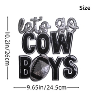 Patch thermocollant rectangulaire personnalisé de haute qualité, brodé de sequins et de paillettes, écologique, pour vêtements, style cowboy et rugby