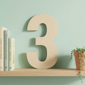 Décoration de table en bois numéro 3, décoration minimaliste pour la maison, salon intérieur, forme géométrique, durable - Product Image 4