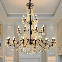 Lustre en cristal vintage de style français, design de branche LED de luxe, grand luminaire de plafond pour villa, salon, duplex, escalier