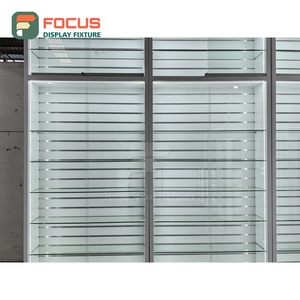 Vitrina Moderna para Extensiones de Cabello, con Panel de Vidrio, Cajones y Estantes con Cerradura, Mueble Exhibidor para Tienda de Pelucas - Product Image 1