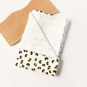 Portable Cozy Sustainable Boutique Digital Print Custom Baby Organic Cotton Minky dot Swaddle Blanket for Baby Infant