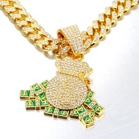 Pendentif Hip Hop classique personnalisé en forme de dollar américain, bijou fantaisie brillant, grand pendentif collier dollar en émail