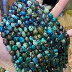 8-10mm Natural AA Phoenix Turquoise Chrysocolla Healing Energy Irregular Shape Gemstone Beads 15"