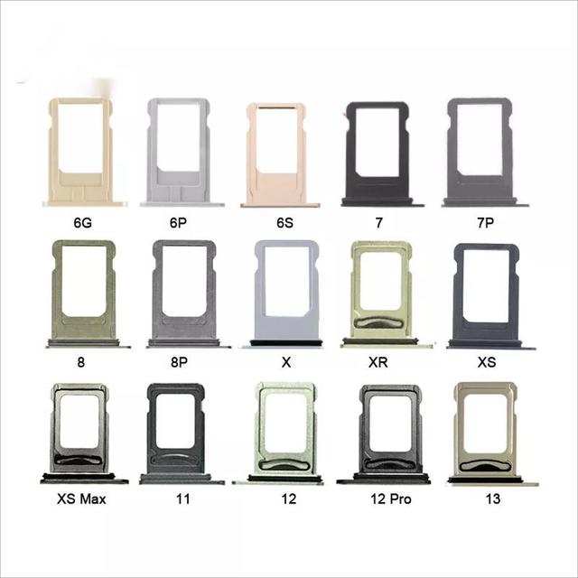 For iPhone 6 6S Plus 7 8 X XR XS 11 12 Mini 13 Pro Max Dual Sim Card Reader Connector Flex Cable Card Tray