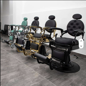 Silla de Barbero Hidráulica Negra con Tapizado, Estructura Metálica, Reposapiés Ajustable, Silla de Peluquería para Salón de Belleza - Product Image 3