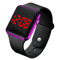 Jam tangan Digital olahraga logo kustom 2024 jam tangan digital Anak pria wanita jam tangan Digital LED persegi silikon