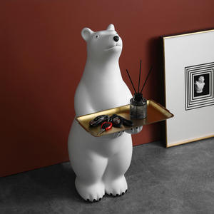 XSNX ตุ๊กตาหมีขั้วโลกขนาดใหญ่ งานศิลปะสร้างสรรค์ วาดด้วยมือ เป็นมิตรกับสิ่งแวดล้อม ทำจากเรซิ่น เหมาะสำหรับตกแต่งห้องนั่งเล่นและบ้าน - Product Image 4