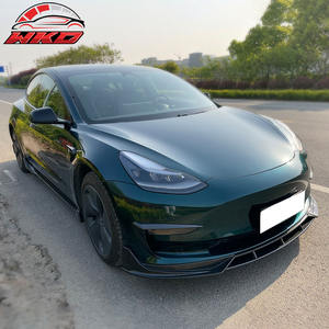 Pour Tesla Model 3 2017-2023 IKON Spoiler de pare-chocs avant en fibre de carbone imprimé 4 pièces Kit carrosserie de haute qualité - Product Image 2