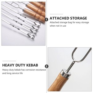 Juego de Tenedores para Barbacoa y Brochetas Dobles para Asar al Aire Libre con Mangos de Madera, Ecológicos y Duraderos para Asar - Product Image 4