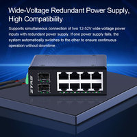 Commutateur Ethernet industriel non géré ZTRS à 10 ports, double rangée, 100 Mbit/s, fonction PoE, rail DIN, 100 Mbit/s