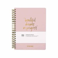 Agenda quotidien personnalisé en cuir rose A5 avec boîte cadeau, agenda de rêves, calendrier annuel non daté, planificateur hebdomadaire 365 jours