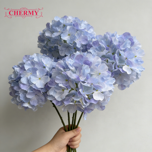 ดอกไฮเดรนเยียสีแดงเข้มผ้าไหมเทียม <span class=keywords><strong>ราคา</strong></span>โรงงาน TH396 สำหรับงานแต่งงานและจัด<span class=keywords><strong>ดอกไม้</strong></span> - Product Image 4