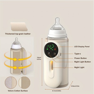 Chauffe-biberon portable USB avec housse en tissu ABS, chauffe jusqu'à 55°C ℃   Sans fil pour les voyages - Product Image 1
