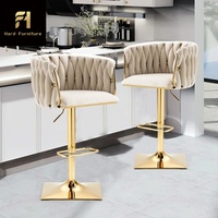 Tabourets de bar modernes en velours 360 rotatifs en métal doré siège haut table à hauteur réglable cuisine contemporaine salle à manger bar en acier
