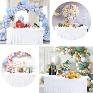 Nappe de <span class=keywords><strong>table</strong></span> personnalisable en spandex vert foncé de 8 pieds, imperméable, pour mariage, buffet, banquet, événements pliants - Product Image 2