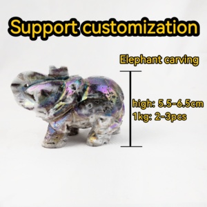 Vente chaude de sculptures d'éléphants en obsidienne naturelle de 6 cm, quartz <span class=keywords><strong>rose</strong></span> et cristaux mélangés, pour cadeau de mariage, guérison - Product Image 3