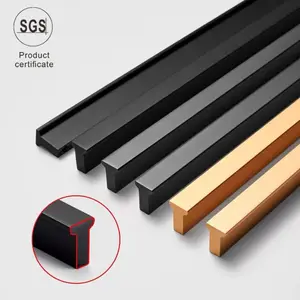 Desain baru kabinet tarik hitam matte profil Aluminium pegangan tarik kabinet Dor dengan harga murah