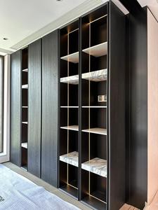 Custom <strong>Black</strong> Built-In Solid Wood Sideboard Wine <strong>Cabinet</strong> with Integrated Shelves LED Lights - Product Image 2