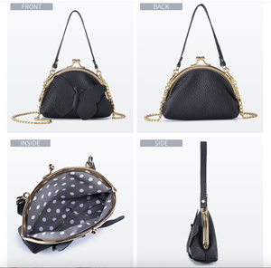 Sac Ando en cuir de vache véritable, mini porte-monnaie, sac bandoulière à chaîne avec fermoir papillon - Product Image 5