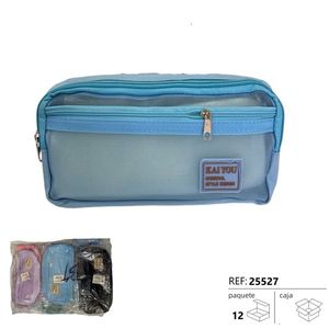 Kaiyou Pencil Case Light Blue Transparent Zipper 12 Pack Storage Bag For School Office Use - Product Image 1