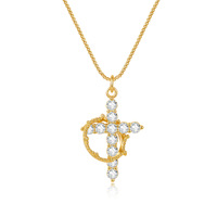 Collier en argent sterling européen et américain S925 avec accessoires de mode Moissanite Cross Crown