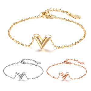 Pulsera de Acero Inoxidable en Forma de V, Cadena Chapada en Oro de 18K, Joyería Unisex, Regalo, Diseño Geométrico Moderno AD1188 - Product Image 1