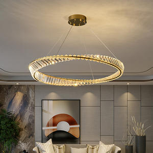 Araña creativa de alta calidad, anillo de un solo círculo de lujo moderno, luz colgante de cristal LED redonda - Product Image 1