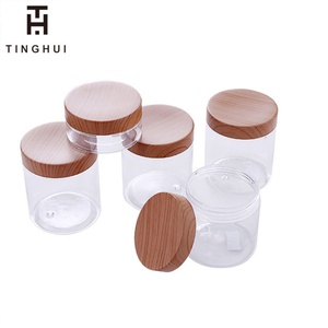Pots transparents populaires pour cosmétiques, pots à gommage corporel, contenants vides en plastique PET avec couvercles personnalisés en bois de bambou, 4 oz, 8 oz, 500 ml - Product Image 3