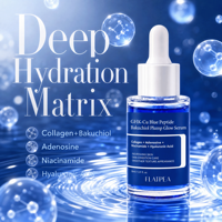 Sérum multi-peptides lissant, raffermissant, hydratant et anti-rides GHK-CU Blue Copper Bakuchiol Peptide, marque privée OEM ODM