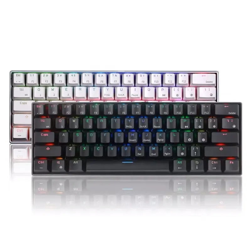 tri mode RGB light 60% compact mini mechanical keyboard RK61 61keys wireless wired gaming keyboard brown red blue switch