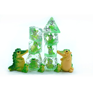 Jeu de dés RPG faits à la main de haute qualité conception de Crocodile à bord rond polyédrique alliage de Zinc en résine bon marché pour les jeux du MDN - Product Image 4