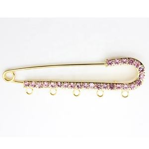 2024 10CM 5 boucles broche pour enfants grand rose bleu cristal bébé épingle de sûreté Islam Allah Mashallah breloques broche - Product Image 2