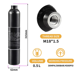 Tanque de aire de <span class=keywords><strong>Paintball</strong></span> de alta presión, accesorios de caza, botella de aluminio, cilindro de aire 4500 PSI 310 bar T6 - Product Image 2