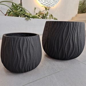 Béton Nordique Rond <span class=keywords><strong>Noir</strong></span> Ovale Grand Ciment Extérieur Jardinières Pots De Fleurs Pour Plantes D'intérieur - Product Image 5
