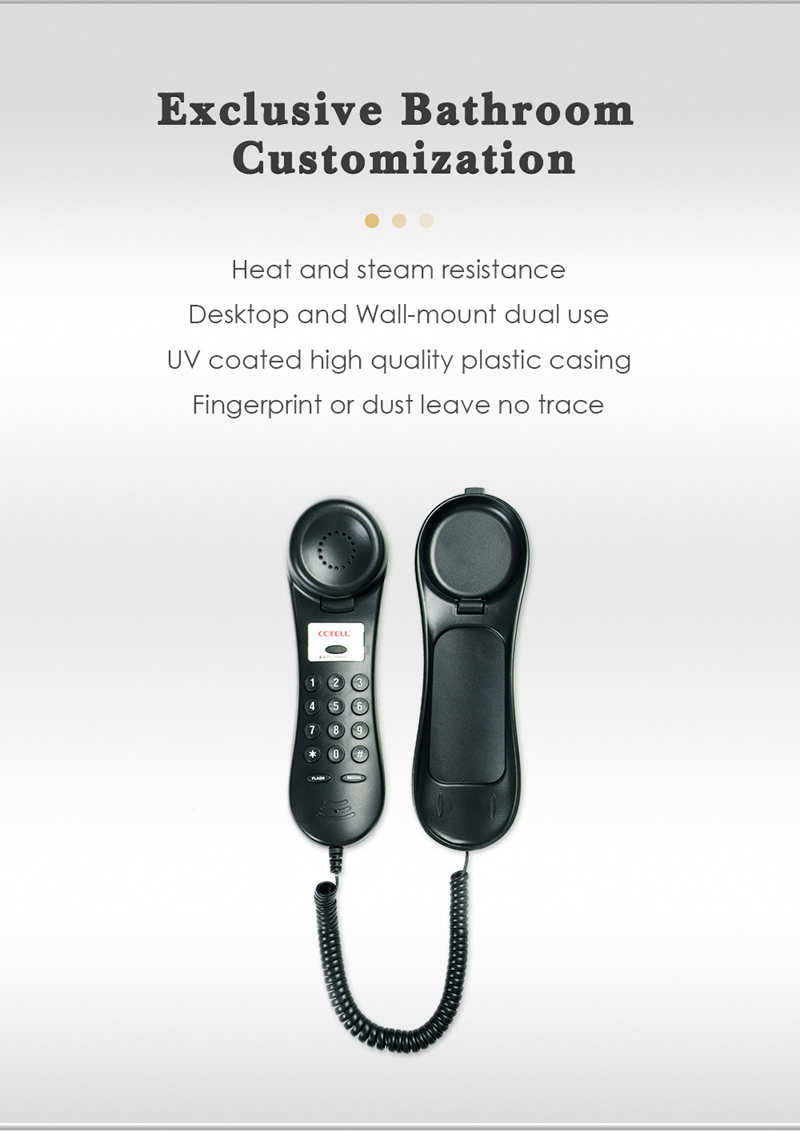 Desktop And Wall-mount Dual Use Slim Telephone Waterproof Bathroom Corded Telephone