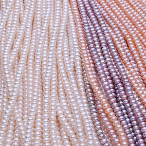 Collier simple en perles d'eau douce de 7-8 mm, semi-fini, de forme légère, couleur blanche à quatre faces - Product Image 3