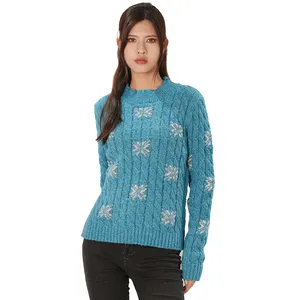 Custom half turtleneck loose snowflake Knit Women's Fall/Winter Christmas sweater garment