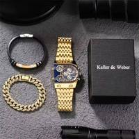 Montre homme Oulm HT9315 multi fuseaux horaires, grand cadran lumineux, acier inoxydable, quartz, style décontracté, coffret cadeau avec bracelet.