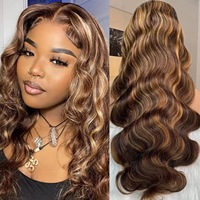 Perruques Lace Front 13*4 en Cheveux Humains Premium Mélangés à 60% (Body Wave, 28 pouces, 270g, Couleur Piano P4/27) – Vente en Gros Usine
