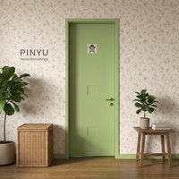 Armoire en bois massif à panneaux encastrés vert pastel personnalisée pour chambre à coucher, projet d'aménagement, modèle de porte intérieure en lot