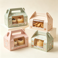 Boîte à gâteau personnalisée pour animaux de compagnie avec poignée et fenêtre, en carton kraft de qualité alimentaire pour anniversaire de chien ou de chat, vente en gros