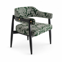 Fauteuil individuel contemporain avec structure en bois et revêtement rembourré pour chambre, coin lecture, appartement, balcon, décoration
